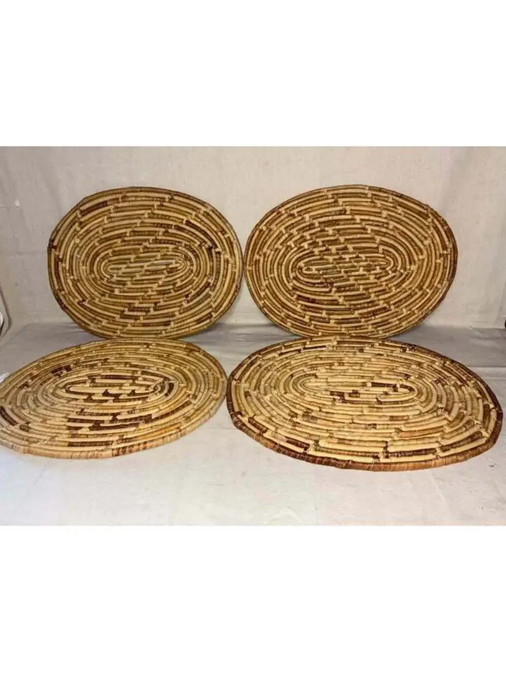 Woven rattan placemats set of four